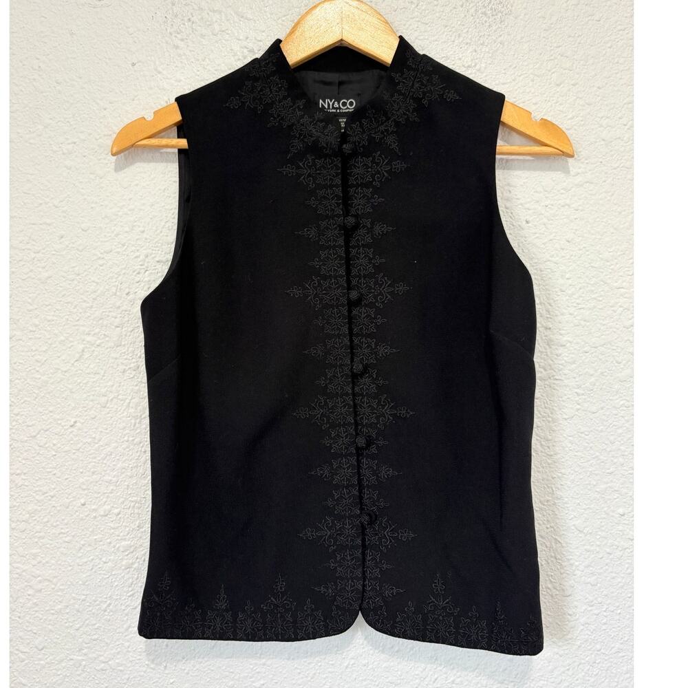 vintage mandarin collar floral blouse tank top vest embroidered brocade 90s